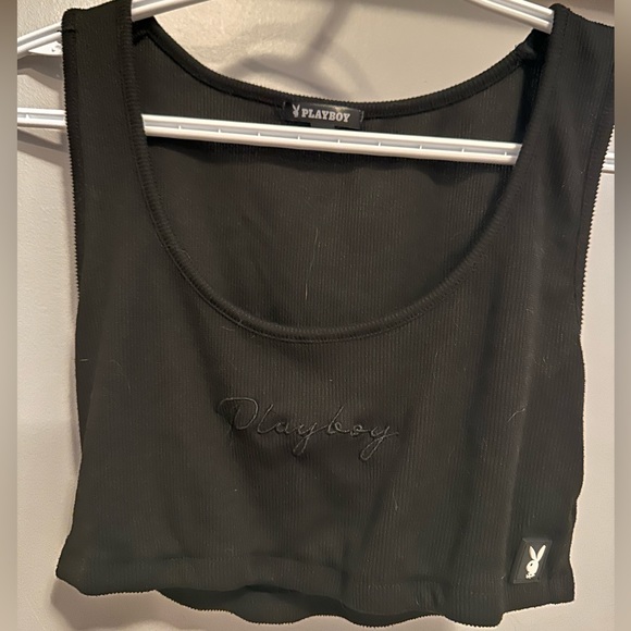 Playboy Cropped Tank Tops, One in Black & One in White, both size M - Picture 1 of 5